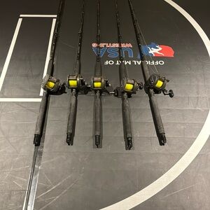 Shimano Black and Yellow Fishing Rods with Modern Design and Spinning Reels